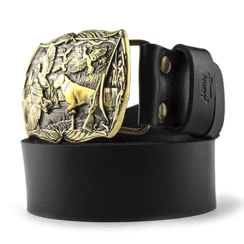 Casual leather belt with brass buckle Duck hunting, Handmade hunter trophy solid brass belt buckle duck hunting season on leather belt4