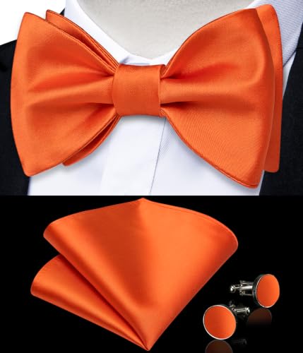 Image of DiBanGu Satin Bow tie Self-Tied Bowtie Set for Men Wedding Prom | Solid Color,Skin-Friendly,Versatile Accessory,Lapel Pin,Pocket Square,Cufflinks,School Dance,Banquet,Dinner,Celebration