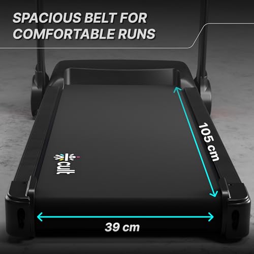 Image of Fitkit by Cult PowerRun96Auto BLDC Treadmill 5.5HP Peak | 120kg Capacity | 15-Level Auto Incline | 14 km /hr Speed | Foldable with Wheels | 12 Preset Programs & Tablet Holder | Perfect for Home Fitness
