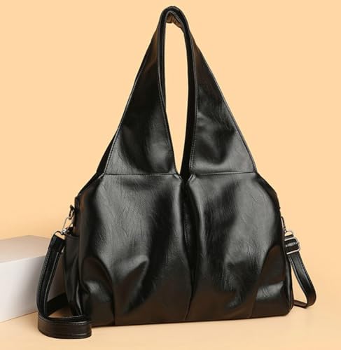 Fashion Double-Compartment Tote Bag Retro PU Multi-Pocket Shoulderbag with Adjustable Strap Spacious Chic Handbag4