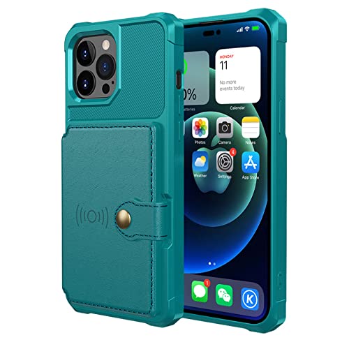 Étui portefeuille iPhone 13 Pro cuir clapet magnétique antichoc housse verte