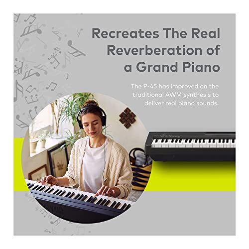 Yamaha – Piano numérique 88 touches avec support pour clavier Knox Gear, banc réglable et pédale de sustain – P45B - Les Beatles, Paul McCartney, John Lennon, RIngo Starr, George Harrison Yamaha – Piano numérique 88 touches avec support pour clavier Knox Gear, banc réglable et pédale de sustain - P45B – Image 7