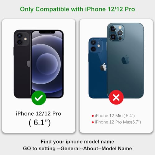 Image of for iPhone 12 Case Wallet with Card Holder,for iPhone 12 Pro Wallet Case for Women Men,PU Leather Shockproof Magnetic Buckle Stand Flip Phone Case-Black