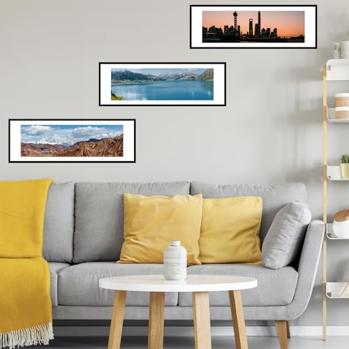 Image of JCJMY 12x36 Picture Frame with 10x30 Mat, Display Photo 10x30 with Mat or 12 x 36 Without Mat, Wall Hanging Large 12 by 36 Poster Frame with Plexiglass, Black