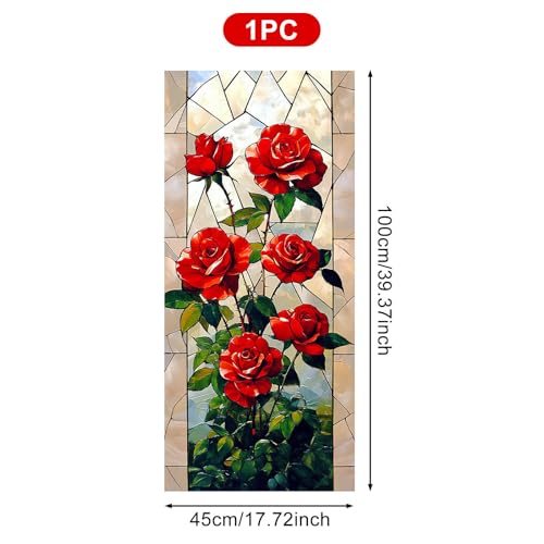 Vinilo para ventana con diseño de rosas rojas BlissYard miniatura 3