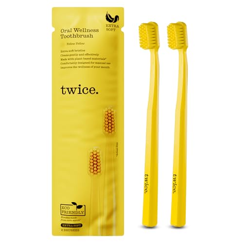 TWICE Oral Wellness Yellow Toothbrush – Extra Soft Bristles, Eco-Friendly