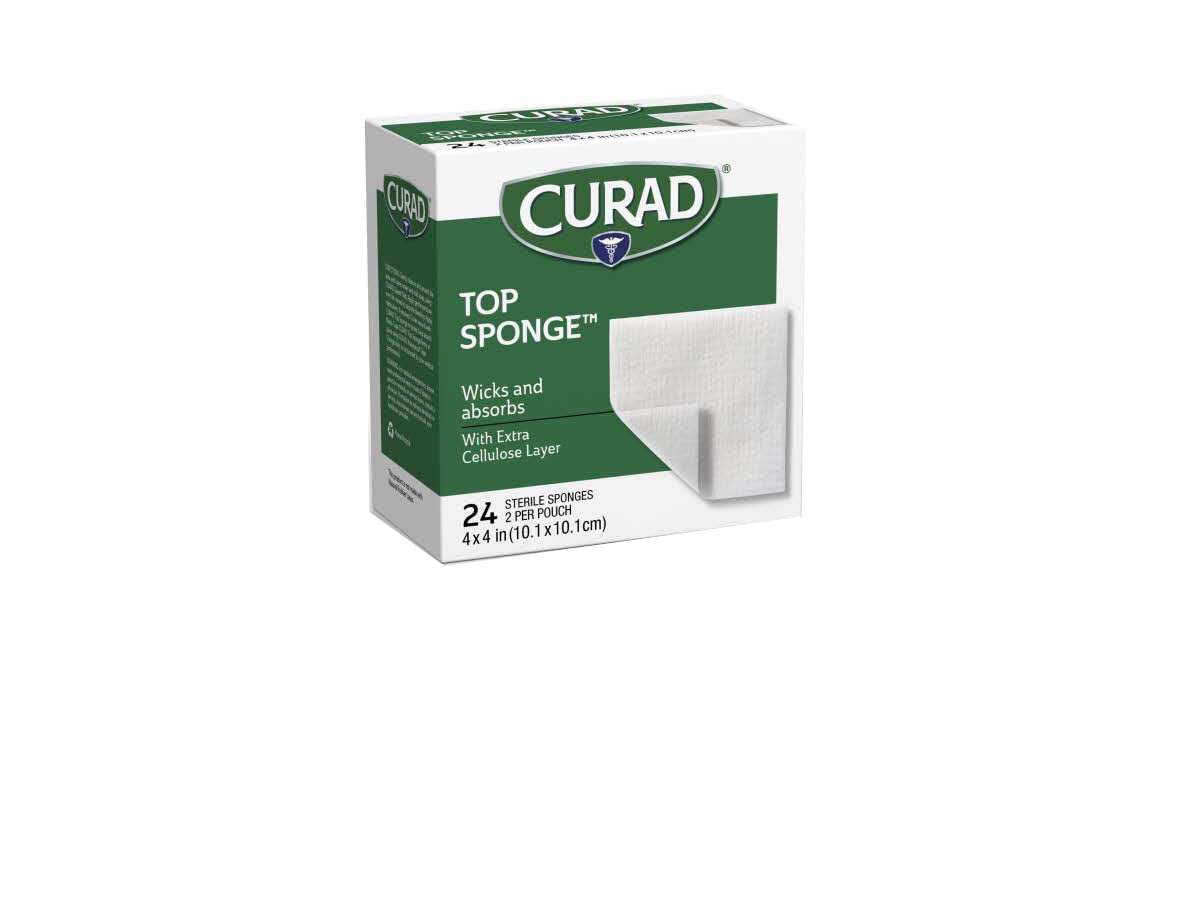 CUARD Post-Op Top Sponge Gauze Pads, Sterile, 4 X 4 Inch