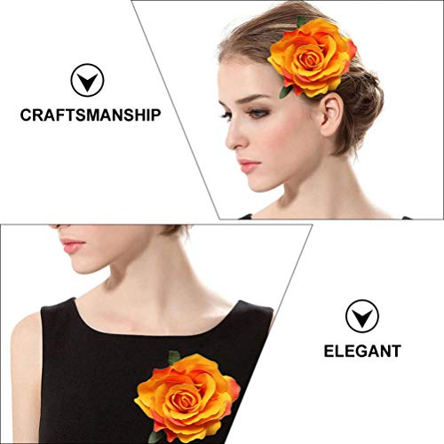 FRCOLOR 8Pcs Hairpin Hair Clips, Cloth Brooch Pin Bride Breastpins Hair Accessories (Orange), 10x4.8cm - Image 3