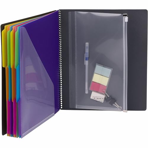 Image of Smead 24 Pocket Poly Project Organizer, Letter Size, 1 /3-Cut tab, Gray with Bright Colors (89206)