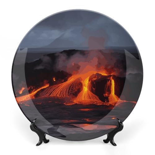 Plato decorativo de porcelana Bone China Kilauea Volcano 6 pulg miniatura 1