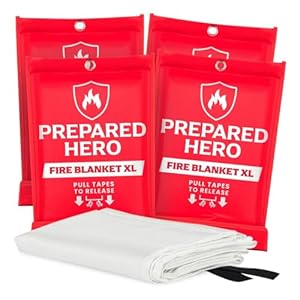 Hero Extra Large Emergency Fire Suppression Blanket – 4 Pack – XL Fiberglass Fire Blanket for Kitchen & Home, 47′ x 71′