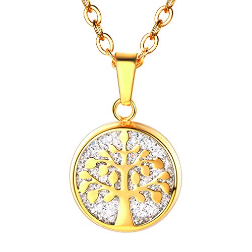Preisvergleich Produktbild FaithHeart Kette Damen, Sterling Silber Anhänger mit Lebensbaum HalsketteEdelstahl Schmuck Stammbaum Gold Lange Ketten- Geschenk-Box