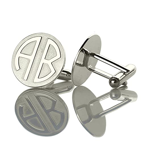 AILIN Custom Men's Cufflinks 925 Sterling Silver Personalized Monogram Initial Letter Cuff Links Business Wedding Father Gifts For Dad Grandfather Son Best Friends Brother