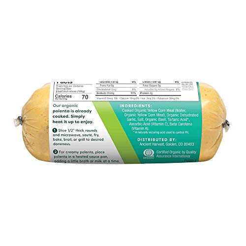 Ancient Harvest Organic Gluten Free Heat & Serve Polenta, Basil & Garlic, 18 oz (Pack of 12)