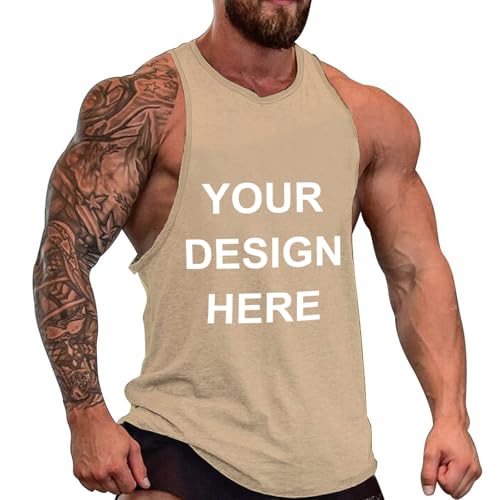 Custom Mens Tank Top Muscle Tops Personalized Sleeveless Shirts Design Your Own Undershirt for Gym Workout Fitness