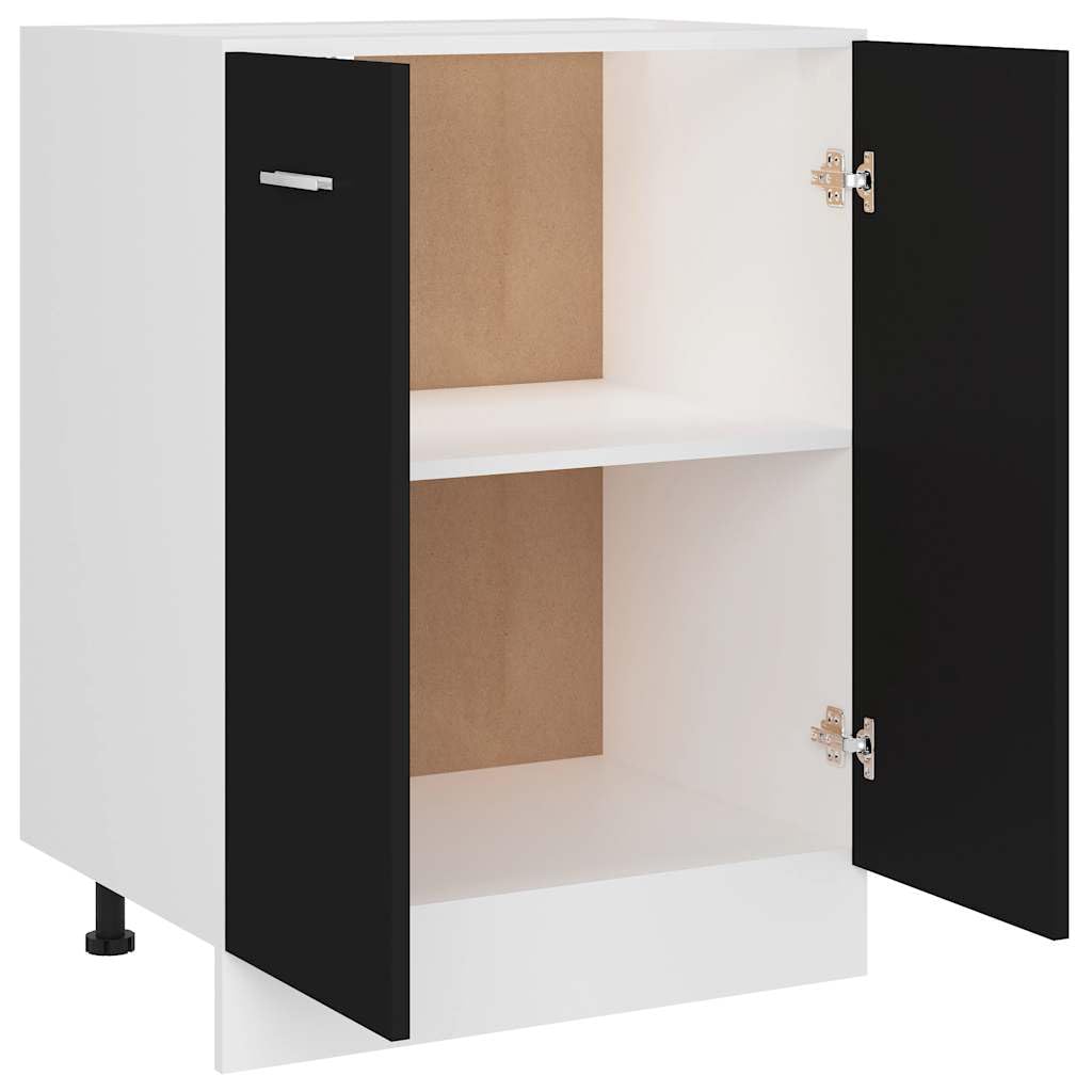 Lyon - Mobiletto da cucina in legno nero, 60 x 46 x 81,5 cm, con anta e mensola, per sala da pranzo, dispensa, caffetteria, bar, isola