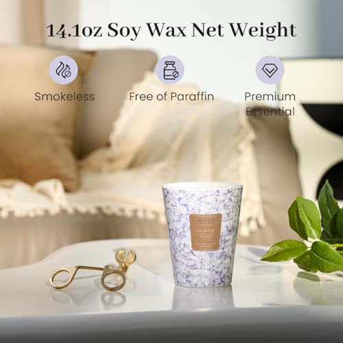 Image of M&SENSE Lavender Citrus Scented Soy Candle, 3 Wick Highly Scented 14.1 Oz 80H, Aromatherapy Scented Candle Gift for Women and Men