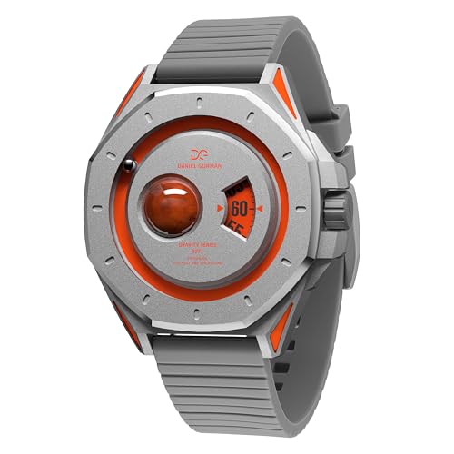 Daniel Gorman Magnetic Watch for Men Futuristic Orbital Dial Quartz Wristwatch Space-Themed Planet Design Silicone Strap Luminous Hands 3ATM Waterproof Unique Gift for Men (Mars)