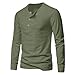 Men Loose Comfortable Henley Pullover 2025 Winter Long Sleeve Solid Color Shirt Fashion Button Down Blouses Tops Army Green