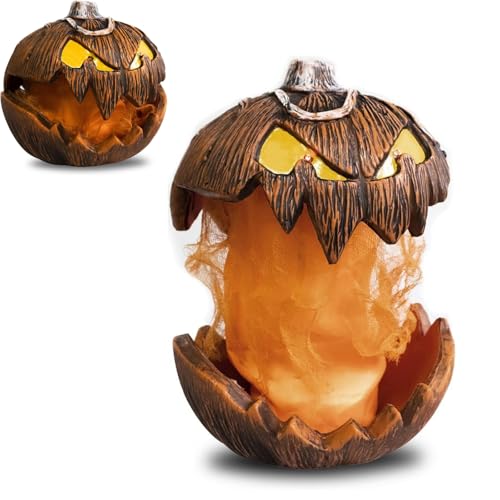 Image of Screaming Pumpkin Head — Motion-Activated Talking Pumpkin with Retractable Mouth, Sound & Light Effects — Animated Pumpkin for Indoor & Outdoor Halloween Decor (7.87in)