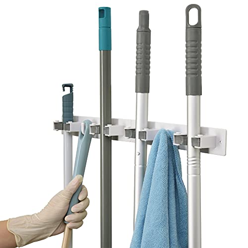 Sowind 3 Pack Mop Broom Holder Wall Mounted Mop Gripper, Extra Sticky Broom Organizer No Drilling, Self Adhesive Mop Storage Rack For Cleaning Tools #TOP2