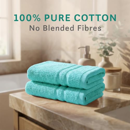 Image of MYTRIDENT Trident Hand Towels, 100% Cotton, Highly Absorbent, Super Soft, 2 Piece Hand Towel Set, 400 GSM, Hand Towel Set of 2,Gym - Spa Towel, Comfort Living Towel-Sea Green | Highly Absorbent, Super Soft, Gym Towel, Spa Towel, Comfort Living