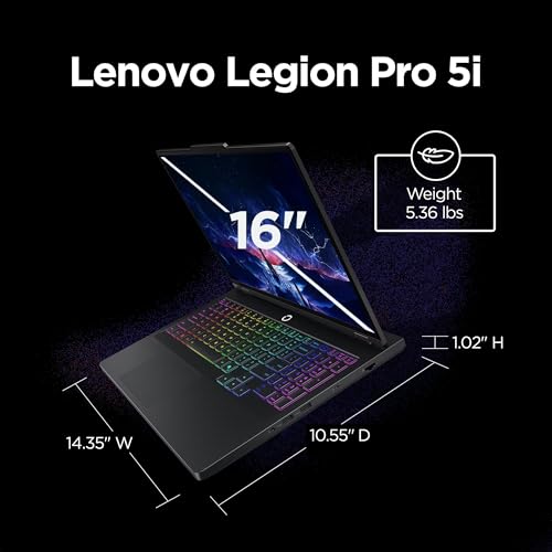 Image of Lenovo Legion Pro 5i Gen 10 Gaming Laptop - Intel 24 Core Ultra 9 275HX, GeForce RTX 5070 Ti, 64GB RAM, 1TB SSD, 16.0 inch WQXGA OLED 165Hz Display, Wi-Fi 7, 24zone RGB Backlit, Win 11 Pro, Accessories