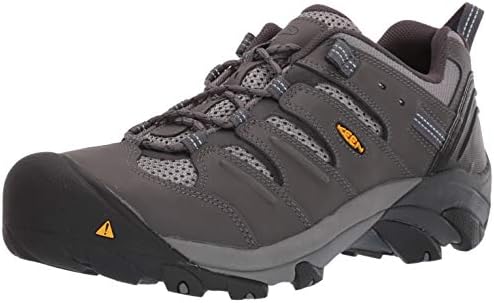KEEN Utility Men's Lansing Low Steel Toe Work Shoes, Magnet/Majolica Blue, 10.5