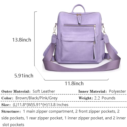 Image of Women's Fashion Backpack Purse for Women Leather Multipurpose Design Ladies Shoulder Bag Travel bag Satchel Handbags