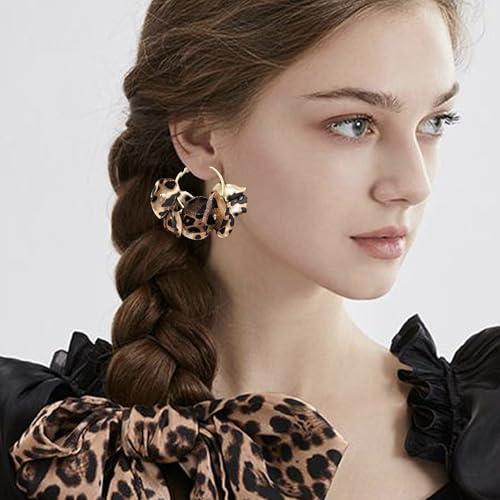 GPASTG Bohemian Fabric Flower Petal Pearl Dangle Drop Stud Round Hoop Earrings For Women2
