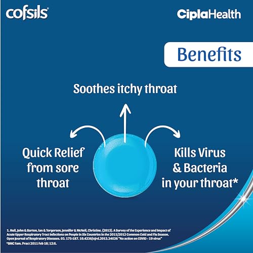 Image of Cipla Cofsils Lozenges (100 Count) | Fresh Mint Flavour | Quick Relief from Sore Throat, Itchy Throat and Scratchy Throat (10 x 10 Strips)