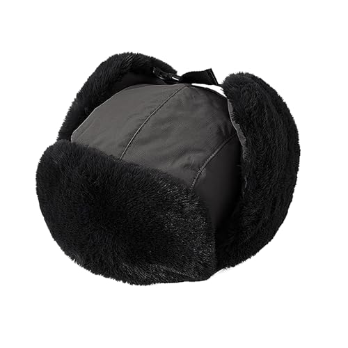Ushanka Hat 黒 M/L PURFUN Mens Teens Windproof Ushanka Russian Hat Winter Faux Fur