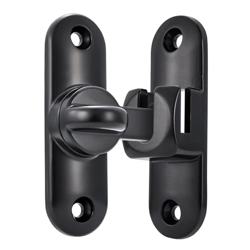 Image of INIRET 2 Packs Black Barn Door Latches,90 /180 Degree Gate Lock,Flip Gate Latches Hardware,Zinc Alloy Right Angle Door Lock Latch,Door Security Sliding Door Latch Lock for Cabinets,Bathroom