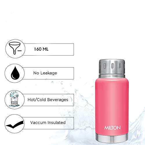 Image of Milton Aura 500 Thermosteel Bottle, 520 ml, Grey & Milton Elfin Thermosteel Hot and Cold Water Bottle, 160 ml, Pink