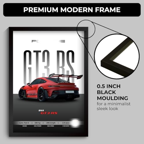 Image of Porche 911 GT3 RS Poster | Framed Porche A4 Sized (31 x 23 cm) | Supercar Posters for Wall, Gift for Boys, 911 Car Frames | Car Poster for Wall, Bedroom, Hostel, Study Room, Desk (F 006)
