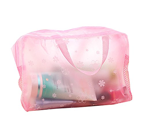 Preisvergleich Produktbild Jingyuu Kulturbeutel, transparent, leer, für Flüssigkeiten, Reiseset für Flugzeug, Reiseset im Handgepäck, Kosmetiktasche, für Männer und Frauen Rosa
