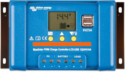 Victron Energy BlueSolar PWM-LCD&USB 12/24-Voltios 10 amperios Controlador de Carga