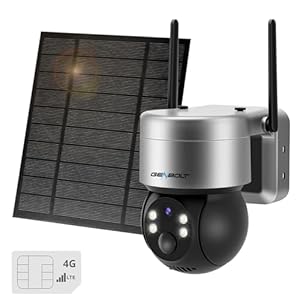 GENBOLT 4G LTE Solar Security Camera Outdoor Wireless 2K, 6W 12000mAh Battery Operated Surveillance Camera No WiFi, PTZ IP Camera System with SIM Card Cellular, PIR Siren Alarm Humanoid Detection