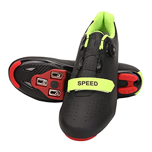 Mens Womens Road Bike Cycling Shoes, Riding Spinning Shoes Compatible Peloton Bike Shoes with Look ARC Delta Cleats Perfect for Indoor Outdoor (Black, M5)