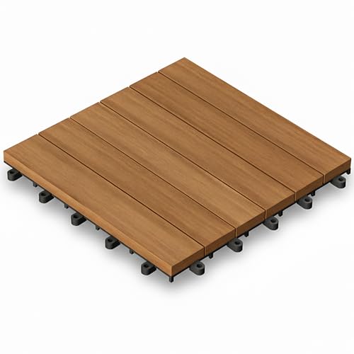 Casaria Baldosa Clásica Madera Acacia 30x30cm Losa de Terraza Jardín Balcón Montaje x Clip Certif FSC