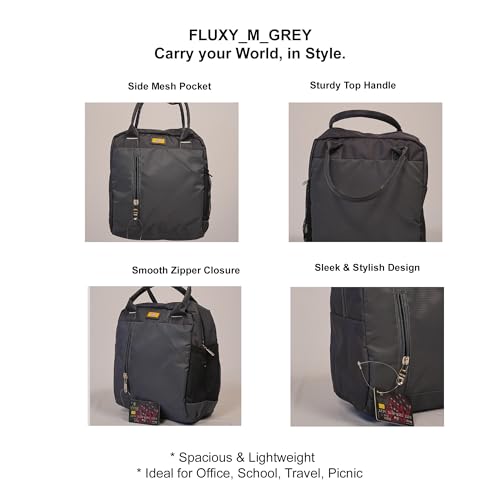 Image of FLUXY Big Lunch Bag in Grey| Heavy Duty 1000D Black Tote, Leakproof & Spacious for Office, School & Travel.