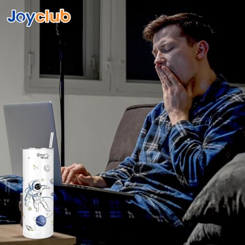 Joyclub 25 Pack Sublimation Tumblers 20 oz Bulk Blank Tumblers Skinny Straight Flat Edge Cups White with Lid and Straw for Heat Press
