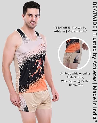 Image of Men's 100% Polyester Sublimation Printed Athletic Running Vest | Lightweight Sports Costume for Gym, Jogging & Training