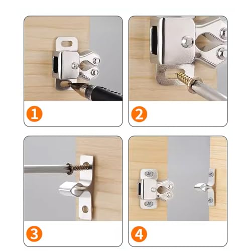 6 Pack Cabinet Latch - Double Roller Catch Hardware for Cupboard Closet Kitchen Cabinet Door Latches and RV Cabinet,Bronze