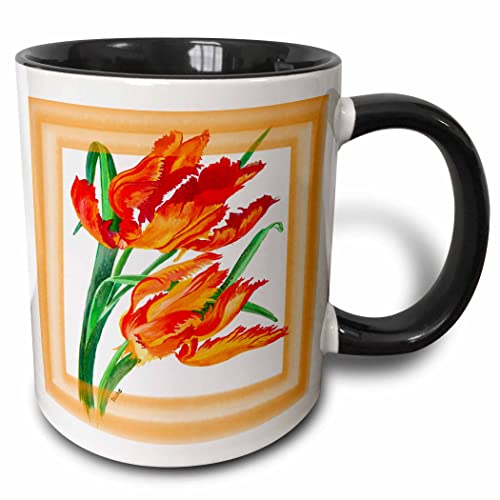 3dRose Tulips 11oz Mug 11oz Two-Tone Black Mug