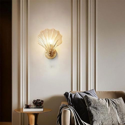Apliques de pared de concha en latón con cristal de oro E14 4