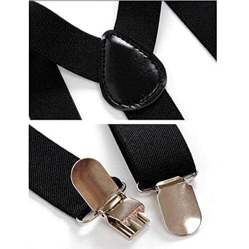 JZK 2x Kinder Hosenträger für Jungen in Schwarz und Marineblau, verstellbar für Kinder von 2~6 Jahren mit einer Körpergröße von 90~130cm, 3 Clips elastische Hosenträger für Kinder