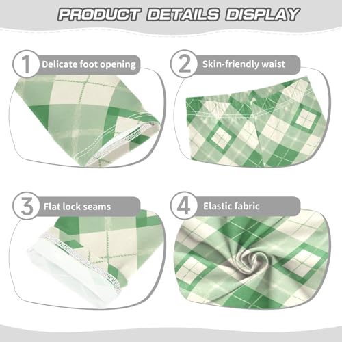 KLL Buffalo Plaid Green Girls Athletic Leggings Fashion High Waisted Lounge Pants Gym3