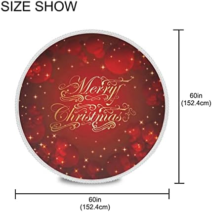 Red Merry Christmas Round Tablecloths, Circular Table Cover Washable Polyester for Buffet Table, Parties, Holiday Dinner 60 Inch