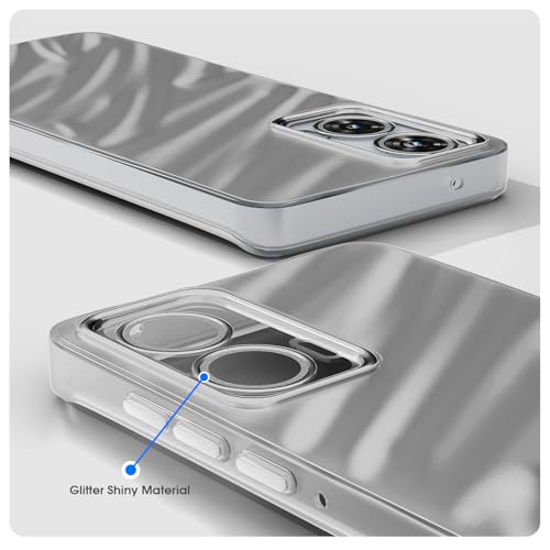 Image of Amazon Basics Back Cover for Motorola Moto Edge 50 Fusion 5G / Motorola Moto G96 5G | Pearl-Marble Swirl Design | Slim Shockproof TPU | Camera Protection Bumper Case (Silver)